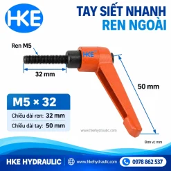 Tay siết nhanh M5 ren ngoài dài 32 mm, tay cầm 50 mm