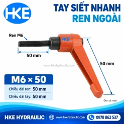 Tay siết nhanh M6 ren ngoài dài 50 mm, tay cầm 50 mm