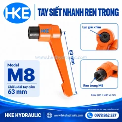 Tay siết nhanh M8 ren trong, tay cầm 63 mm