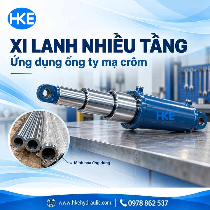 Minh họa ứng dụng ống ty mạ crom trong xi lanh nhiều tầng