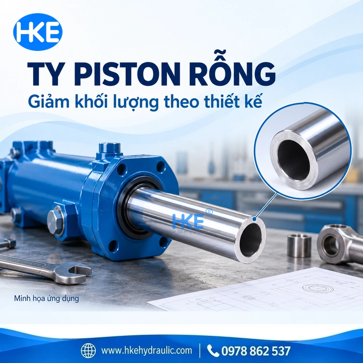 Minh họa ty piston rỗng trong cụm xi lanh thủy lực