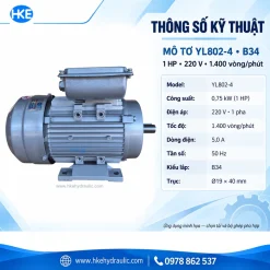 Thông số YL802-4 B34 0,75 kW 220V 1400 vòng/phút