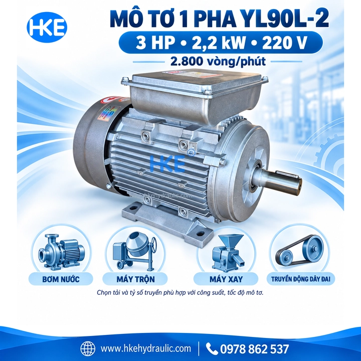 Mô tơ 1 pha YL90L-2 3HP 220V tốc độ 2800 vòng/phút