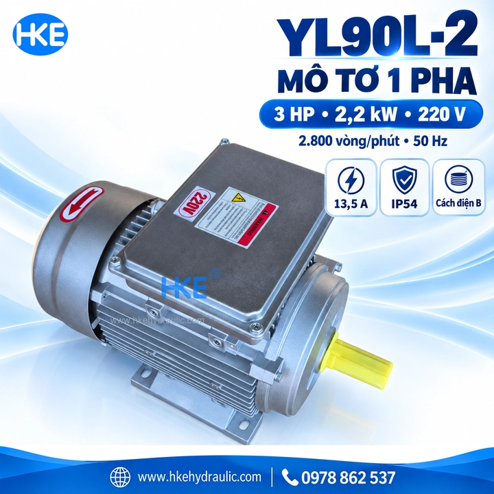 Mô tơ 1 pha YL90L-2 3HP 220V 2800 vòng, trục 24 mm - Ảnh 6