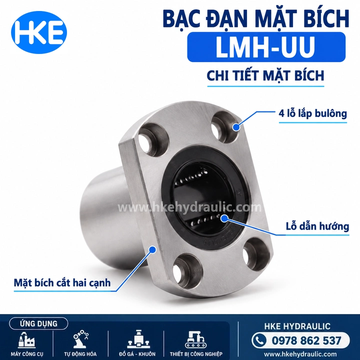 Con trượt tròn LMH10UU mặt bích oval 2 lỗ - Ảnh 6