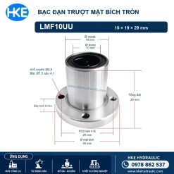 Con trượt tròn LMF10UU mặt bích tròn, kích thước 10x19x29 mm, PCD 29 mm