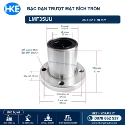 Con trượt tròn LMF35UU mặt bích tròn, kích thước 35x52x70 mm, PCD 67 mm